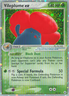 Vileplume ex 100/101 Rare Holo EX card from Hidden Legends