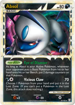 Absol 91/102 Rare Prime card from HS—Triumphant