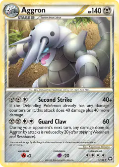 Aggron 1/102 Rare Holo card from HS—Triumphant