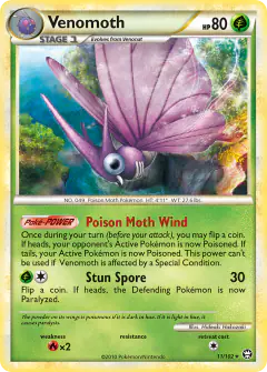Venomoth 11/102 Rare Holo card from HS—Triumphant