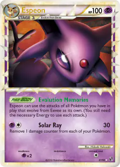 Espeon 81/90 Rare Prime card from HS—Undaunted