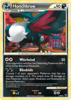 Honchkrow 15/90 Rare card from HS—Undaunted
