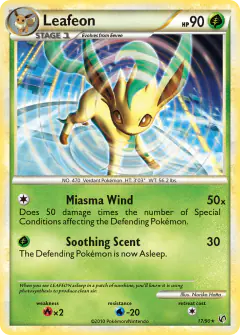 Leafeon 17/90 Rare card from HS—Undaunted