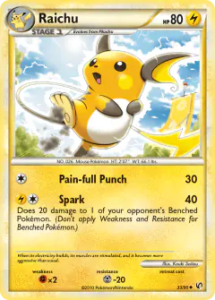 Raichu 33/90 Uncommon card from HS—Undaunted