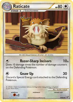 Raticate 34/90 Uncommon card from HS—Undaunted