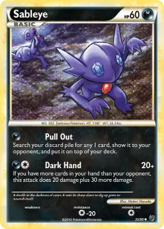 Sableye 35/90 Uncommon card from HS—Undaunted