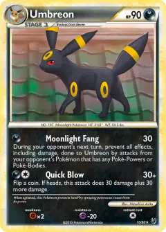 Umbreon 10/90 Rare Holo card from HS—Undaunted