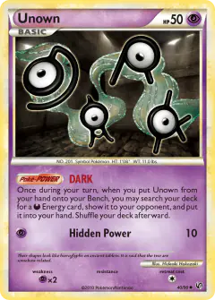 Unown 40/90 Uncommon card from HS—Undaunted