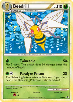 Beedrill 12/95 Rare card from HS—Unleashed