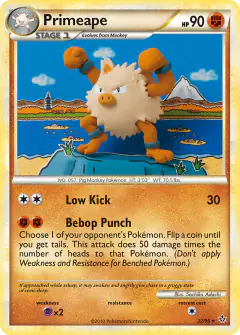 Primeape 22/95 Rare card from HS—Unleashed