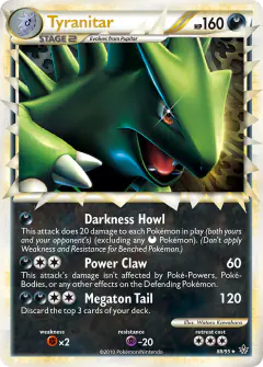 Tyranitar 88/95 Rare Prime card from HS—Unleashed