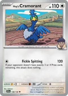 Hop's Cramorant 138/159 Uncommon card from Journey Together