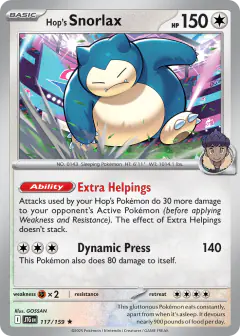 Hop's Snorlax 117/159 Rare card from Journey Together
