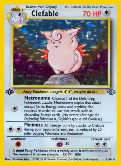 Clefable 1/64 Rare Holo card from Jungle