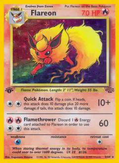 Flareon 3/64 Rare Holo card from Jungle