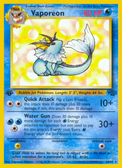 Vaporeon 28/64 Rare card from Jungle