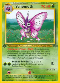 Venomoth 29/64 Rare card from Jungle