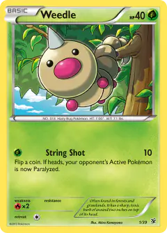 Weedle 1/39 card from Kalos Starter Set