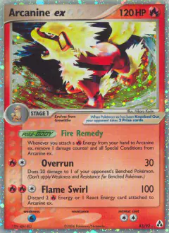 Arcanine ex 83/92 Rare Holo EX card from Legend Maker