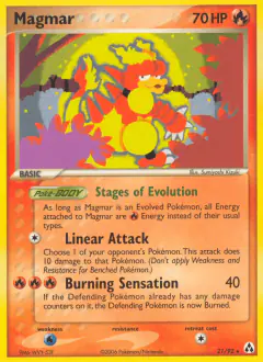 Magmar 21/92 Rare card from Legend Maker