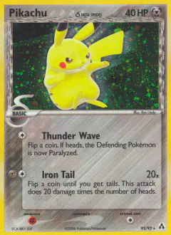 Pikachu δ 93/92 Rare Secret card from Legend Maker
