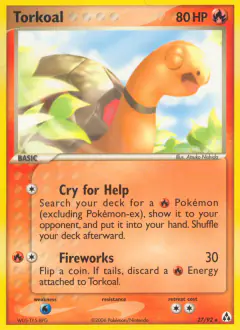 Torkoal 27/92 Rare card from Legend Maker