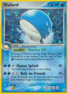 Wailord 14/92 Rare Holo card from Legend Maker