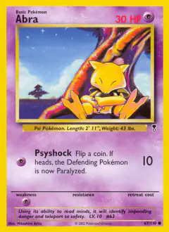 Abra 67/110 Common card from Legendary Collection