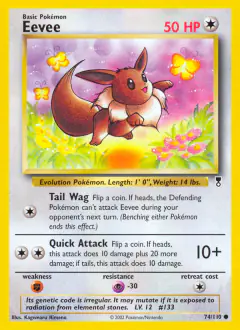 Eevee 74/110 Common card from Legendary Collection