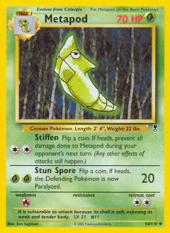 Metapod 54/110 Uncommon card from Legendary Collection