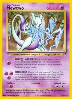 Mewtwo 29/110 Rare card from Legendary Collection