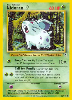 Nidoran ♀ 82/110 Common card from Legendary Collection