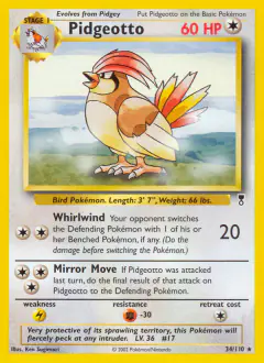 Pidgeotto 34/110 Rare card from Legendary Collection