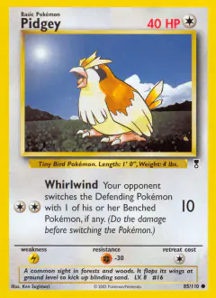 Pidgey 85/110 Common card from Legendary Collection