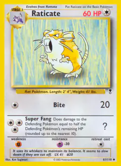 Raticate 61/110 Uncommon card from Legendary Collection