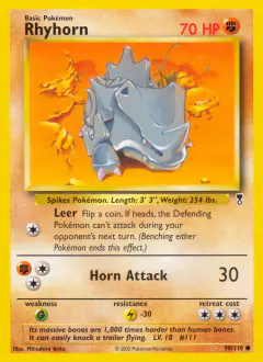 Rhyhorn 90/110 Common card from Legendary Collection