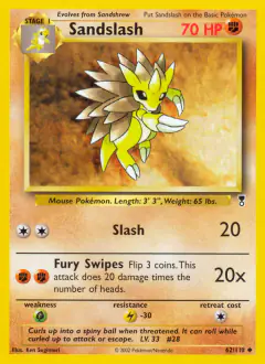 Sandslash 62/110 Uncommon card from Legendary Collection