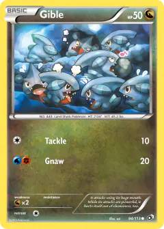 Gible 94/113 Common card from Legendary Treasures