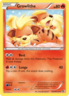 Growlithe RC4/RC25 Uncommon card from Legendary Treasures