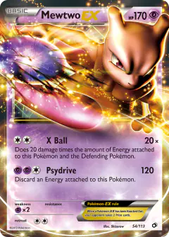 Mewtwo-EX 54/113 Rare Holo EX card from Legendary Treasures