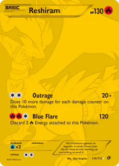 Reshiram 114/113 Rare Secret card from Legendary Treasures