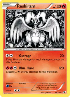 Reshiram 28/113 Rare Holo card from Legendary Treasures