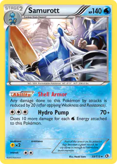 Samurott 39/113 Rare Holo card from Legendary Treasures