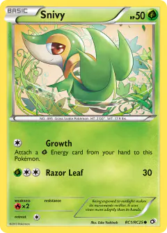 Snivy RC1/RC25 Common card from Legendary Treasures