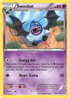 Swoobat 65/113 Uncommon card from Legendary Treasures