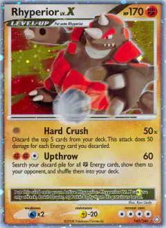 Rhyperior LV.X 145/146 Rare Holo LV.X card from Legends Awakened