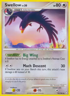 Swellow 73/146 Uncommon card from Legends Awakened
