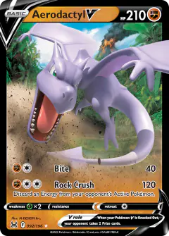 Aerodactyl V 092/196 Rare Holo V card from Lost Origin
