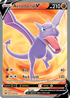 Aerodactyl V 179/196 Rare Ultra card from Lost Origin
