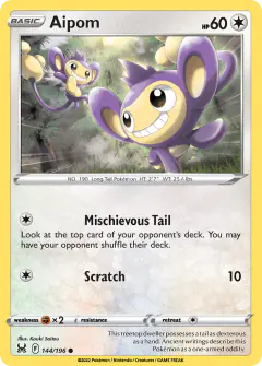 Aipom 144/196 Common card from Lost Origin